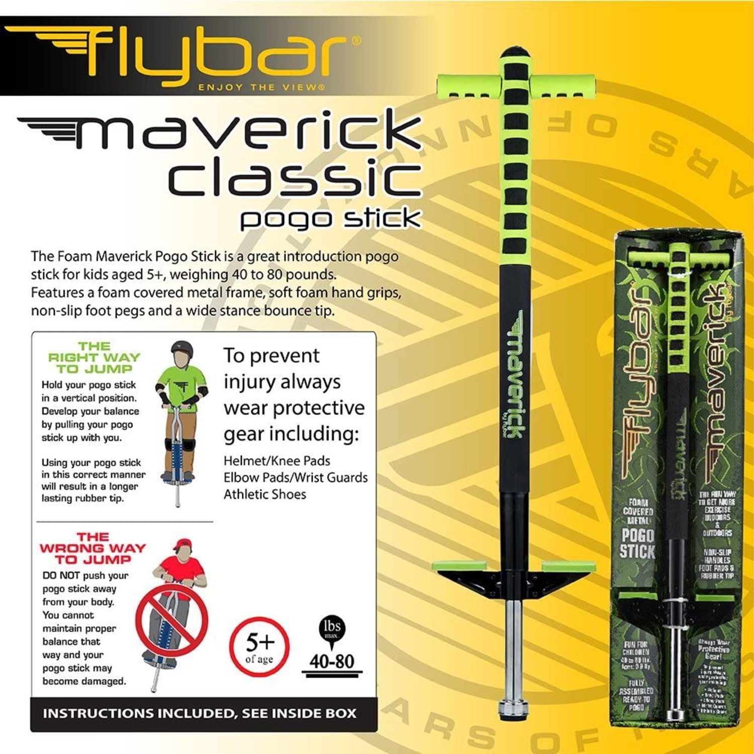 Flybar Foam Maverick Pogo Stick for Kids Age 5 & Up, 40 to 80 Lbs, Toy for Kids eBay